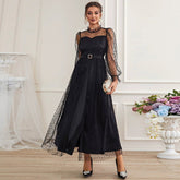 Fall Lace Maxi Dress Party Gathering Evening Dress